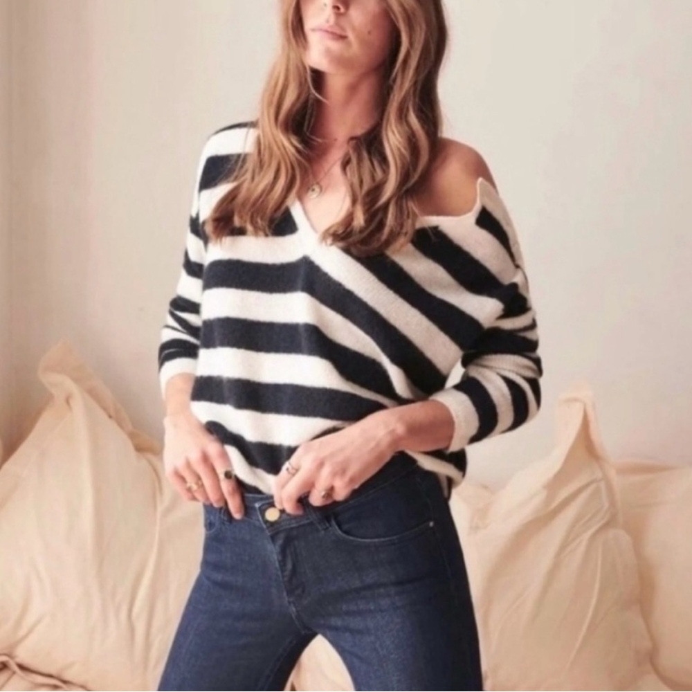 Sézane Nelson Striped V-Neck Jumper